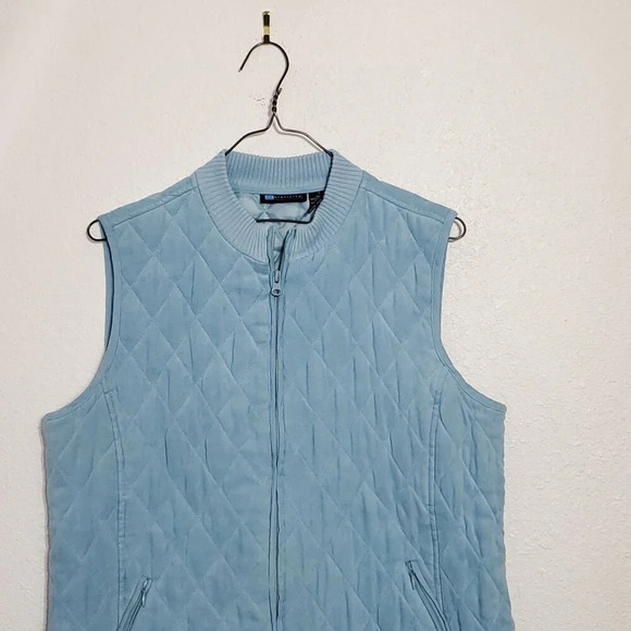 Relativity Womens Quilted Puffer Vest Sky Blue Size Small Full zip sleeveless - Picture 3 of 8
